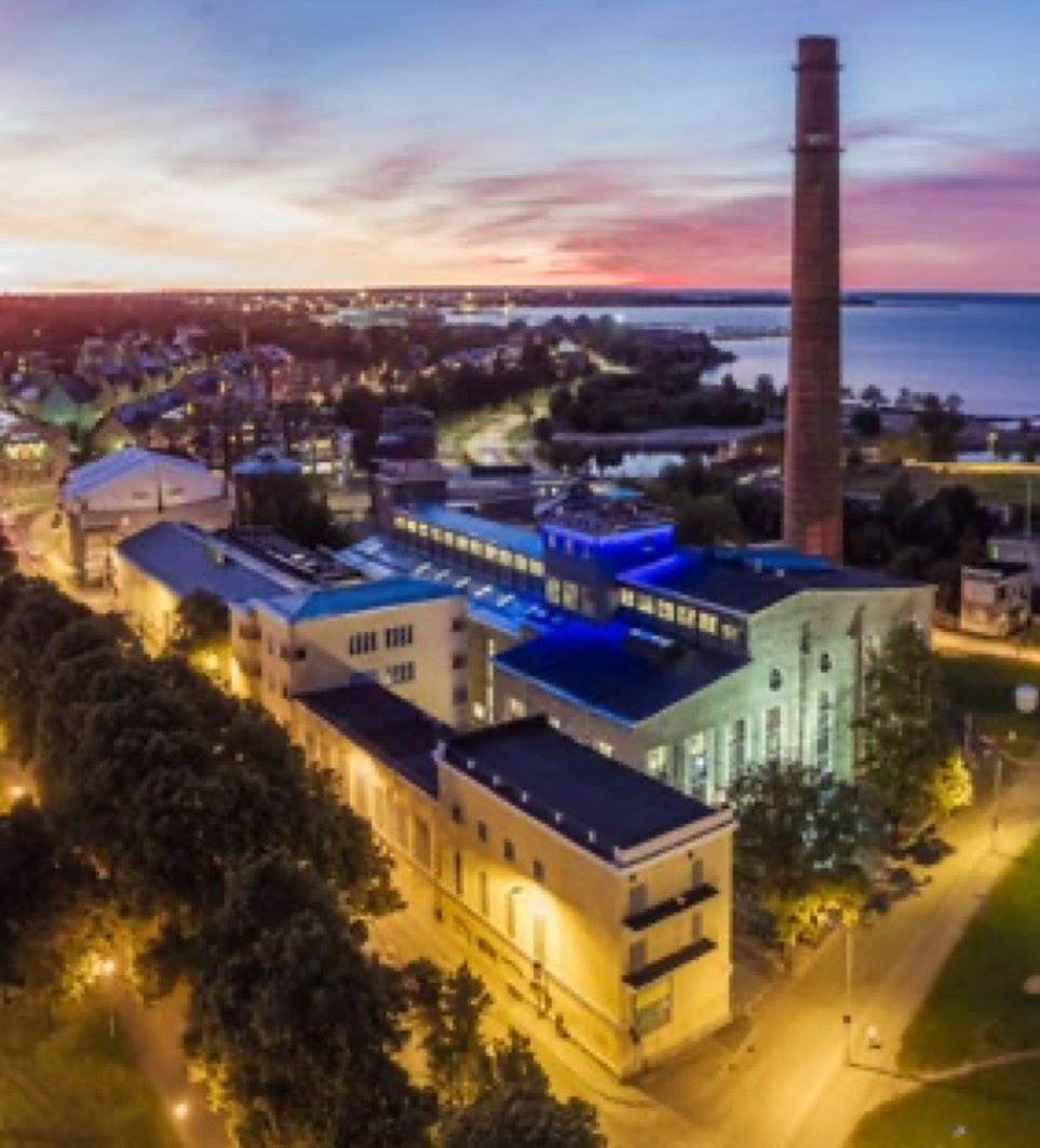 Kultuurikatel at dusk, an old power plant by the sea in Tallinn